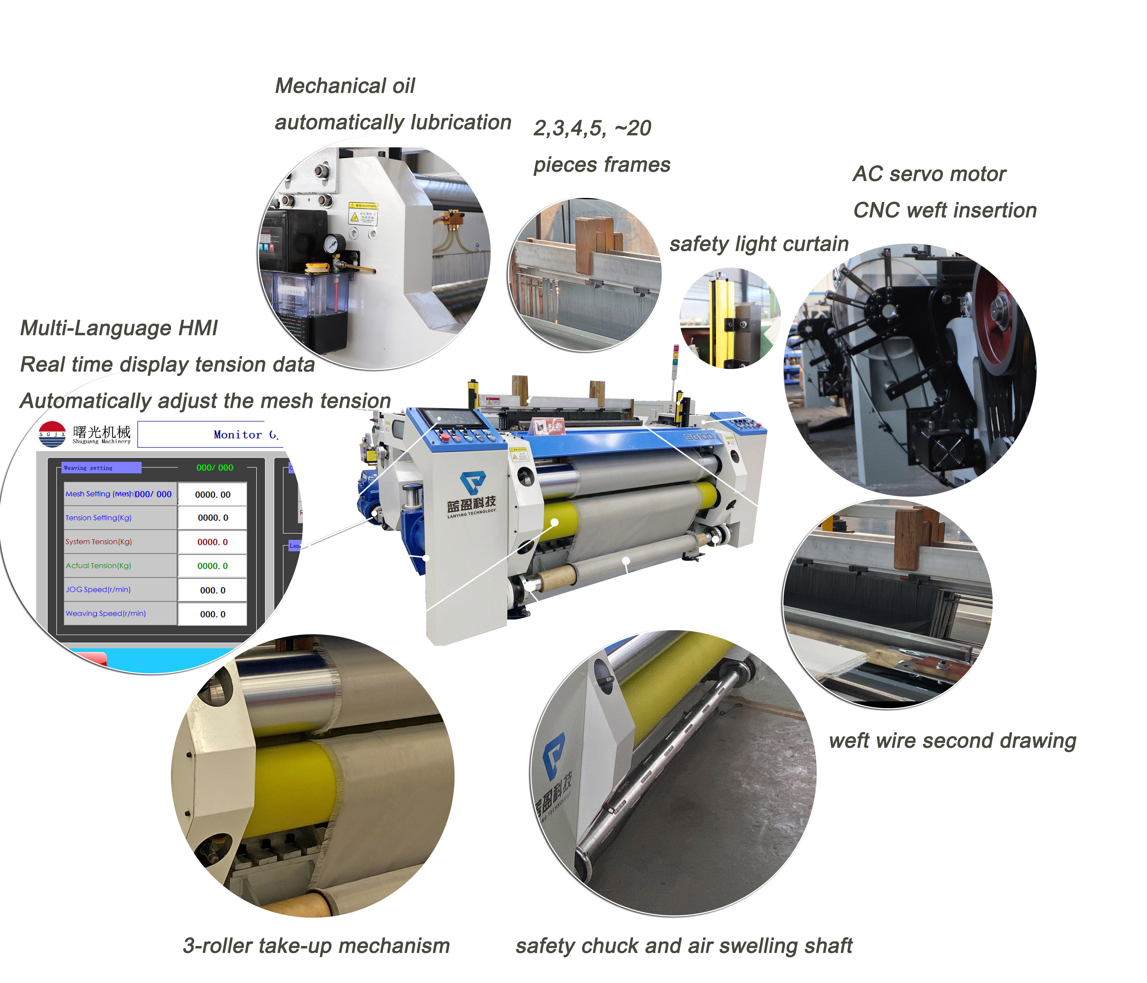 features of lanying cnc metal wire mesh weaving machine